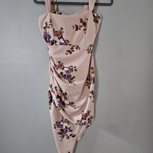 Windsor Asymmetrical Floral Dress in Pink and Purple
